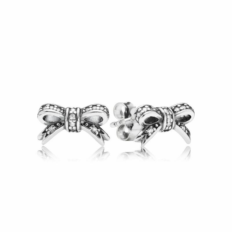 Pandora Sparkling Bow Stud Earrings Sale NZ, Sterling Silver (647538-ZTN)